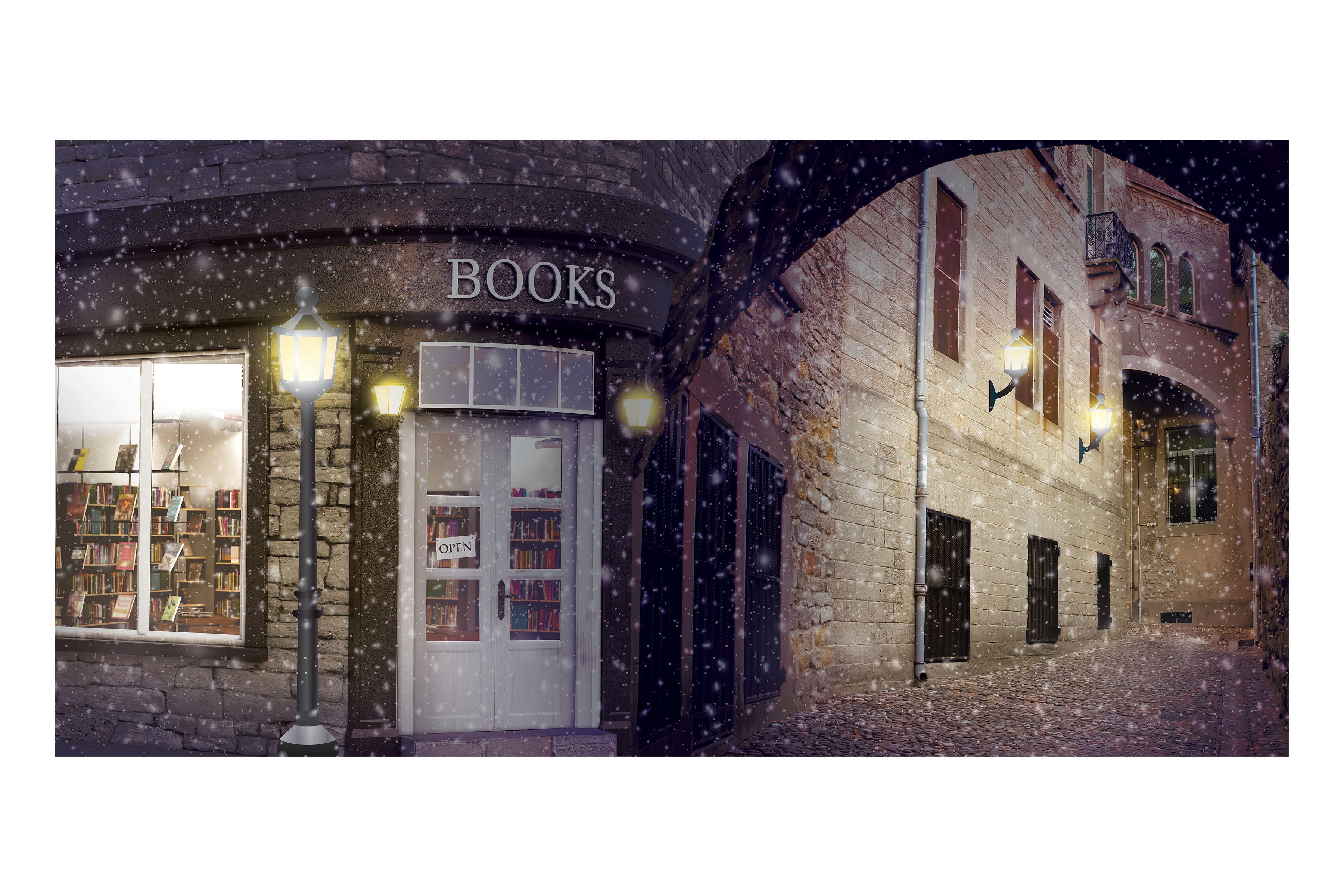 Snowy Victorian Street B Theatre Backdrop