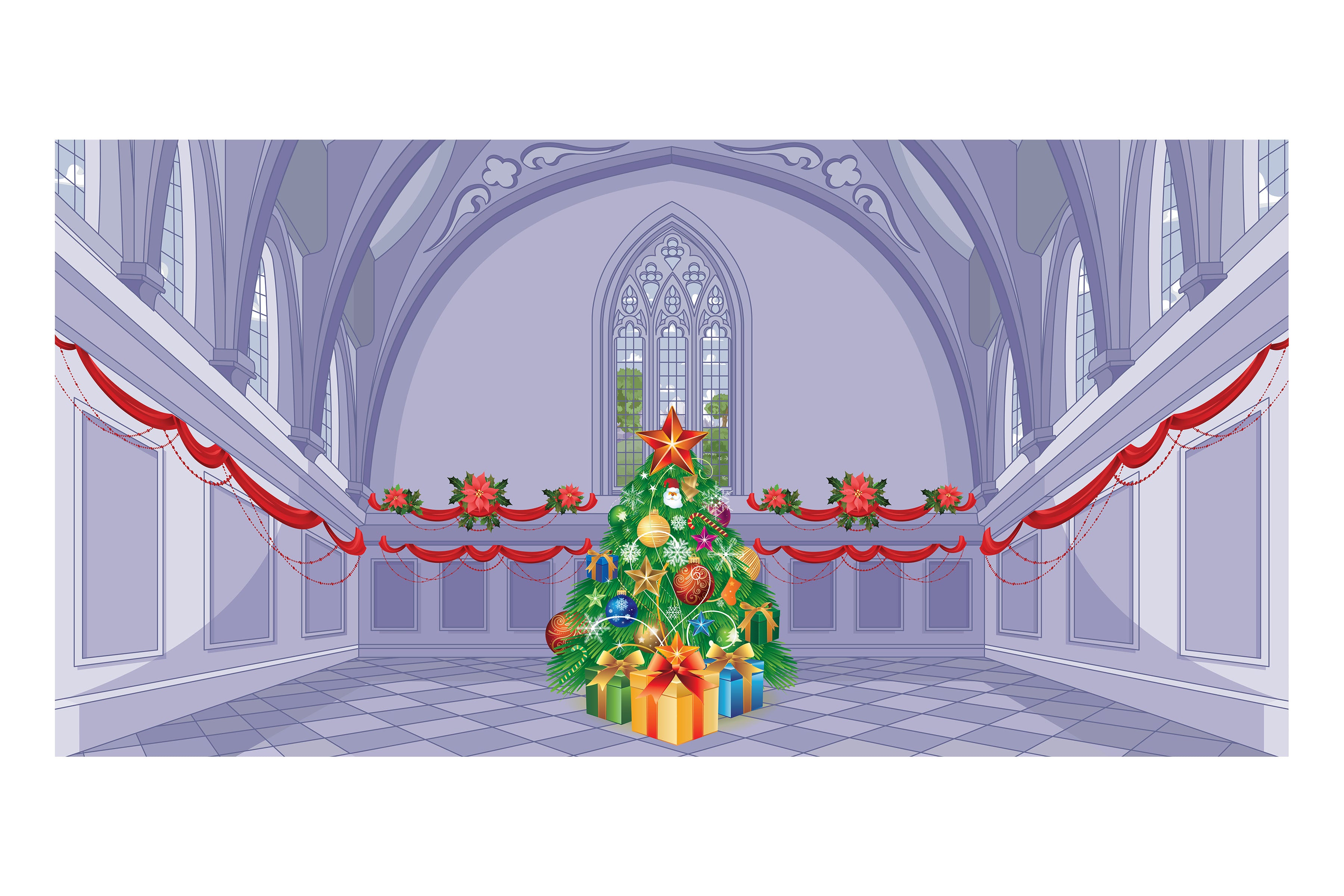 Fancy Christmas Interior C Theatre Backdrop