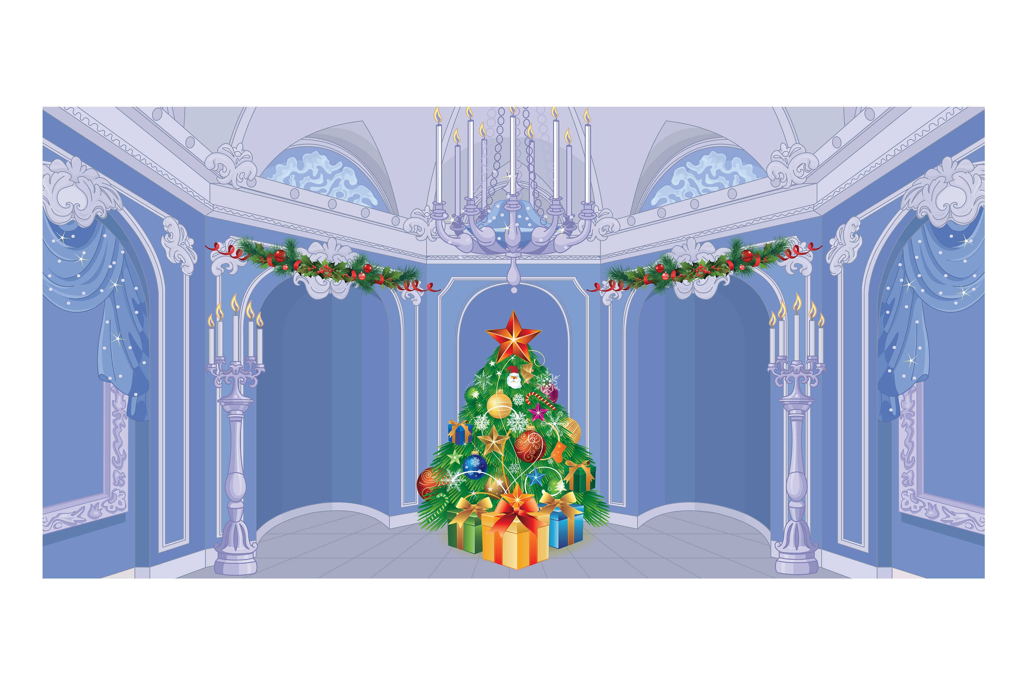 Fancy Christmas Interior B Theatre Backdrop