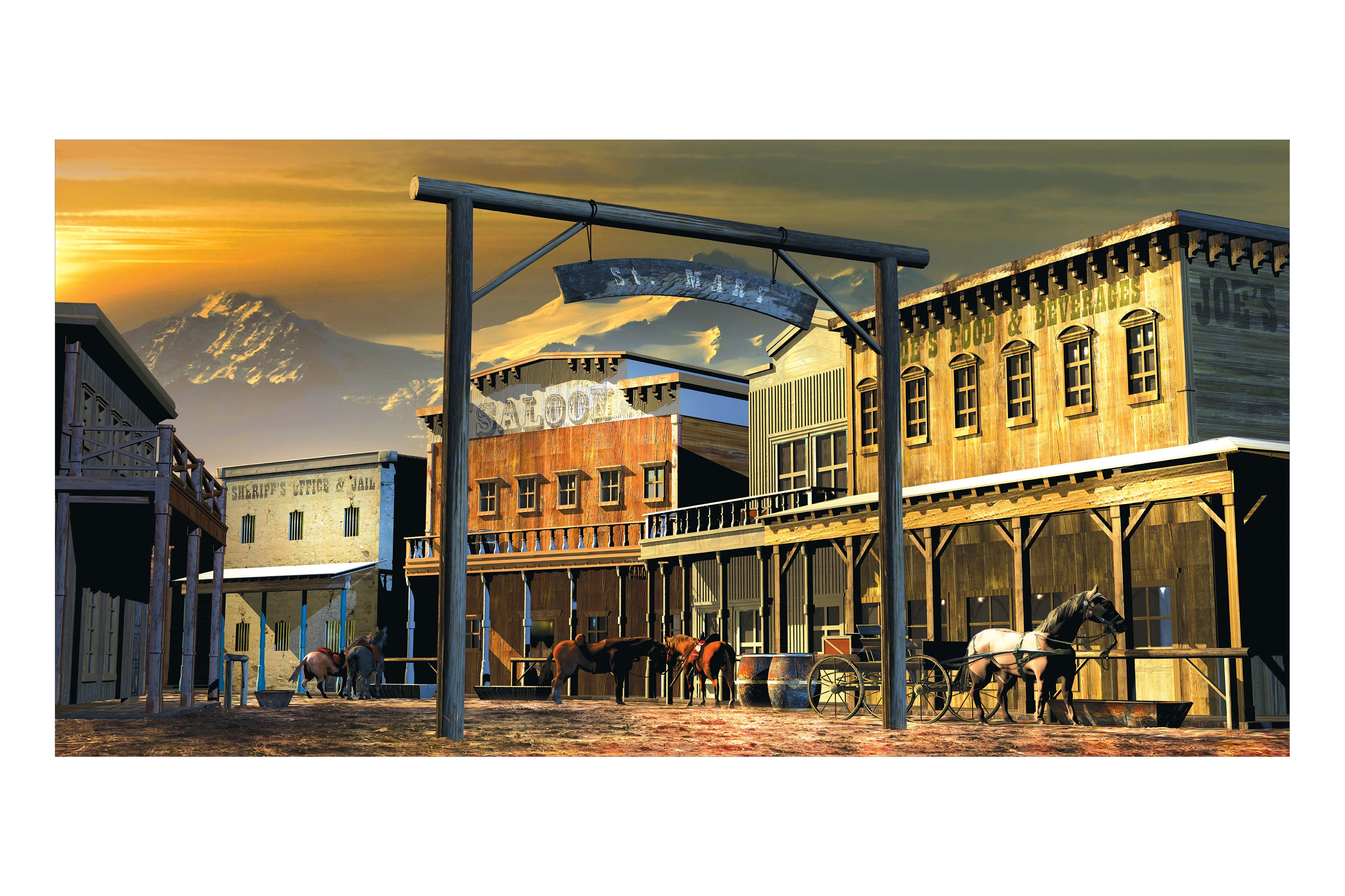 Wild West Town Theatre Backdrop