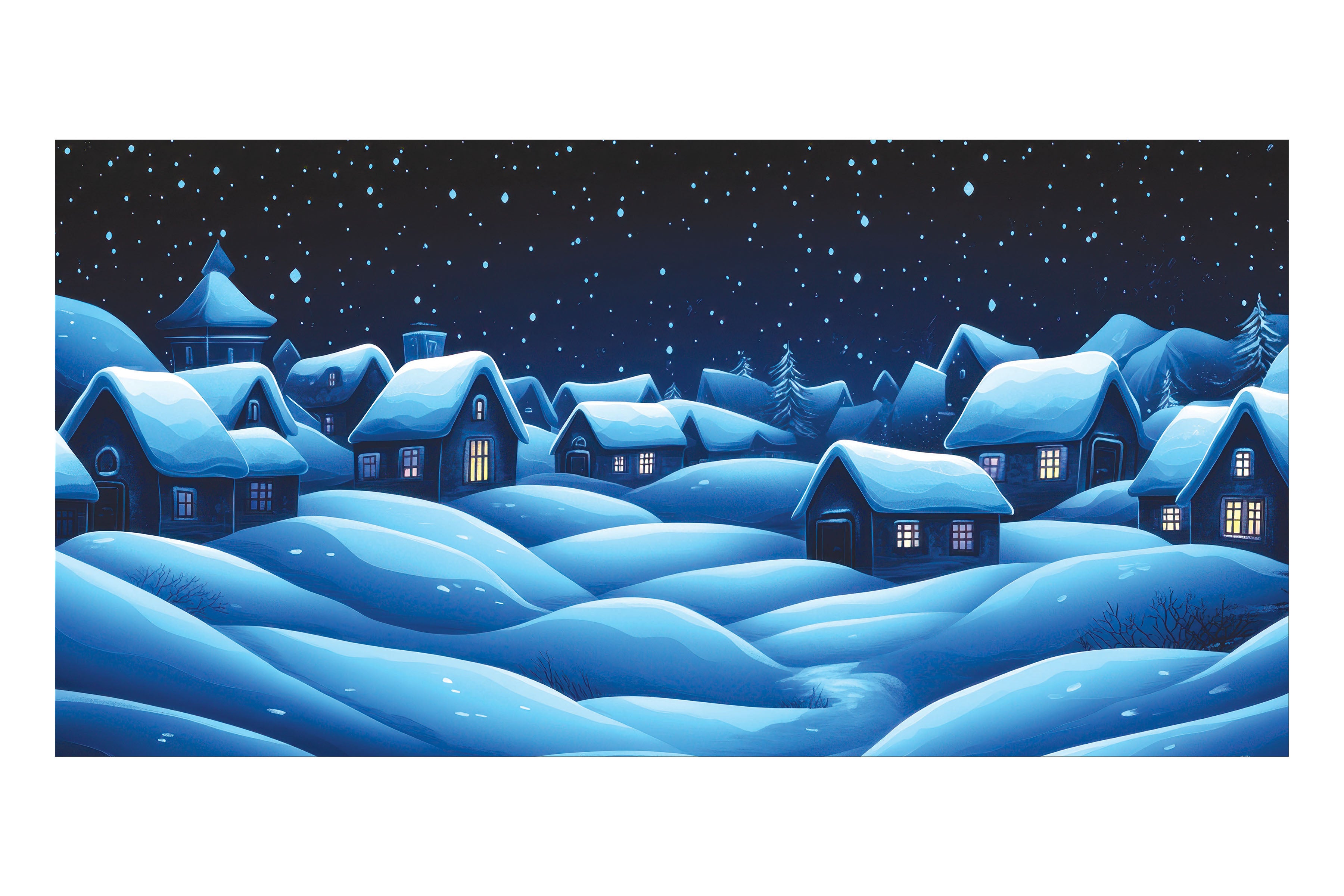 Cold Winter Village Theatre Backdrop