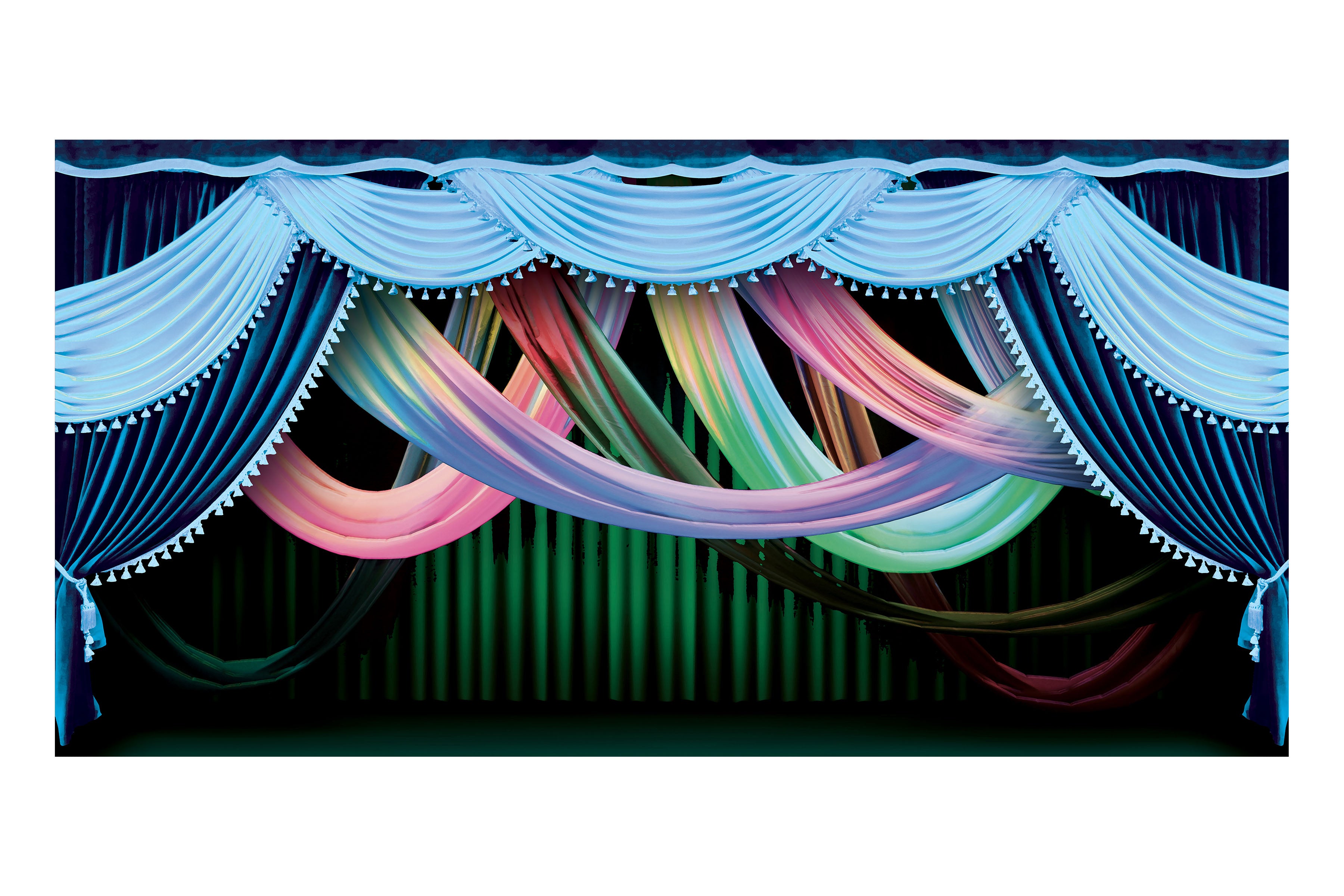 Blue Celebration Curtains Theatre Backdrop