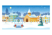 American Small Town Christmas Theatre Backdrop