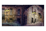 Snowy Victorian Street Theatre Backdrop