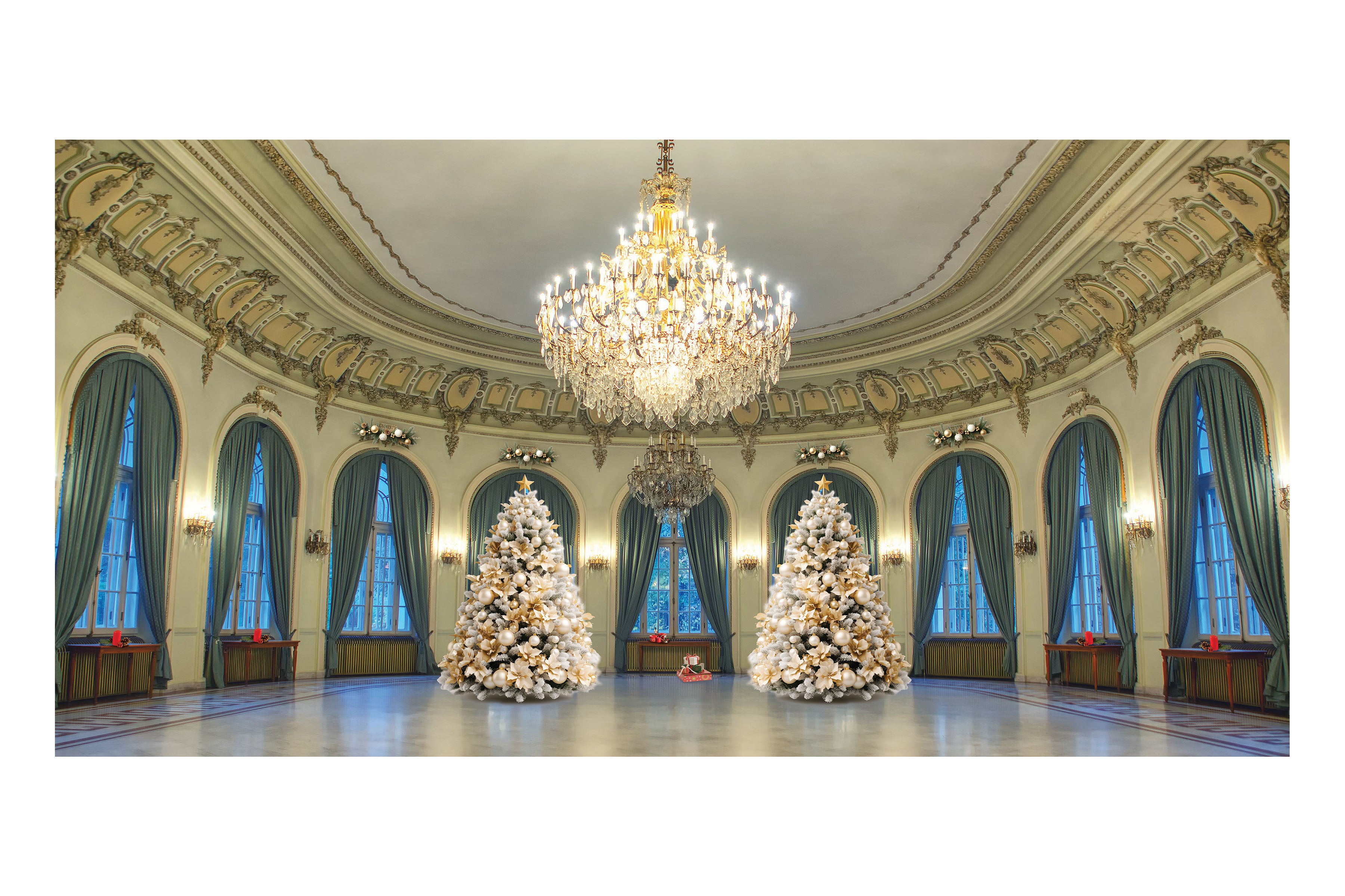 Elegant Christmas Ballroom Theatre Backdrop