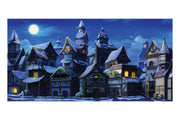 Dark Snowy Village Theatre Backdrop