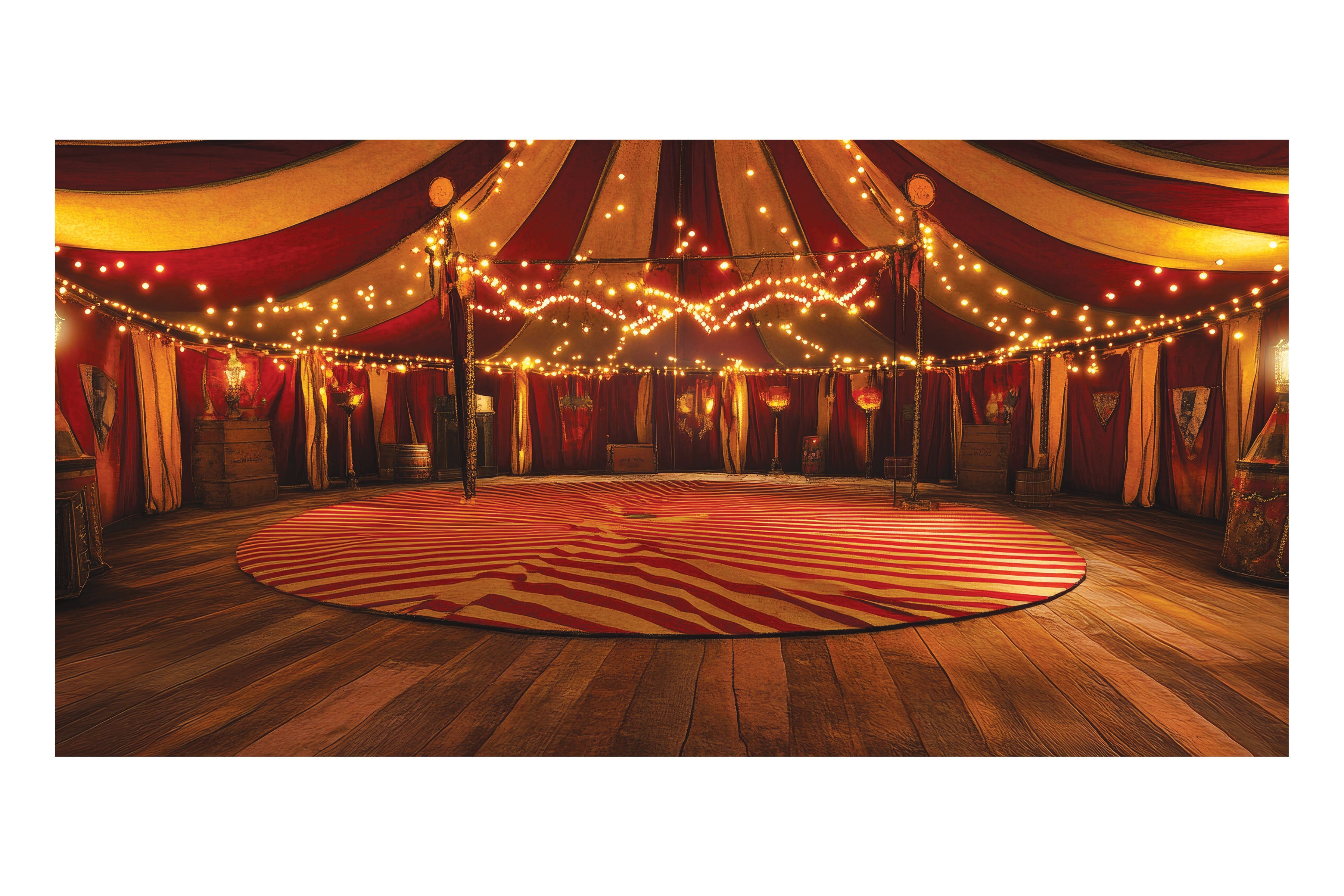 Vintage Circus Tent Interior Theatre Backdrop