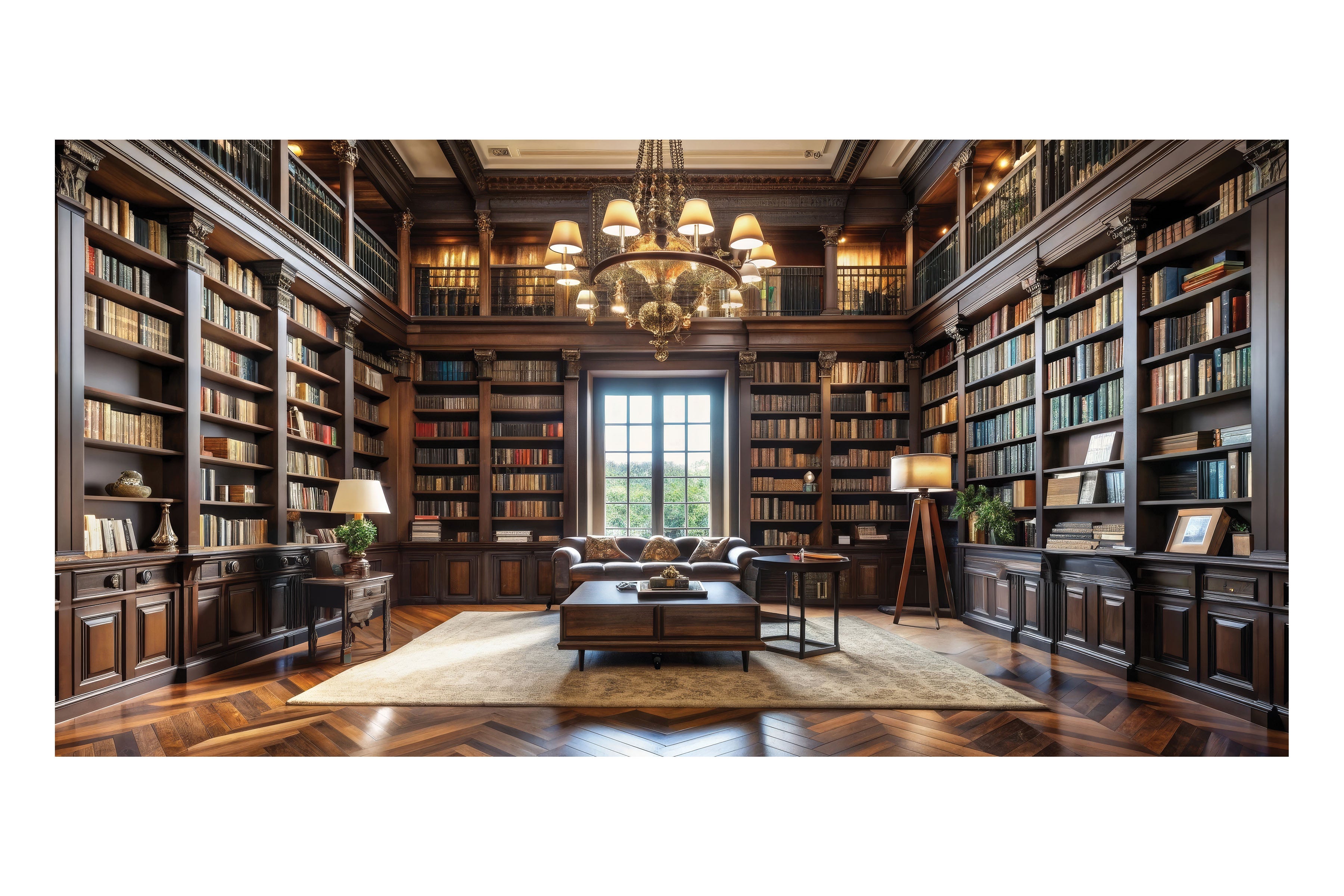 Luxurious Mansion Library Theatre Backdrop