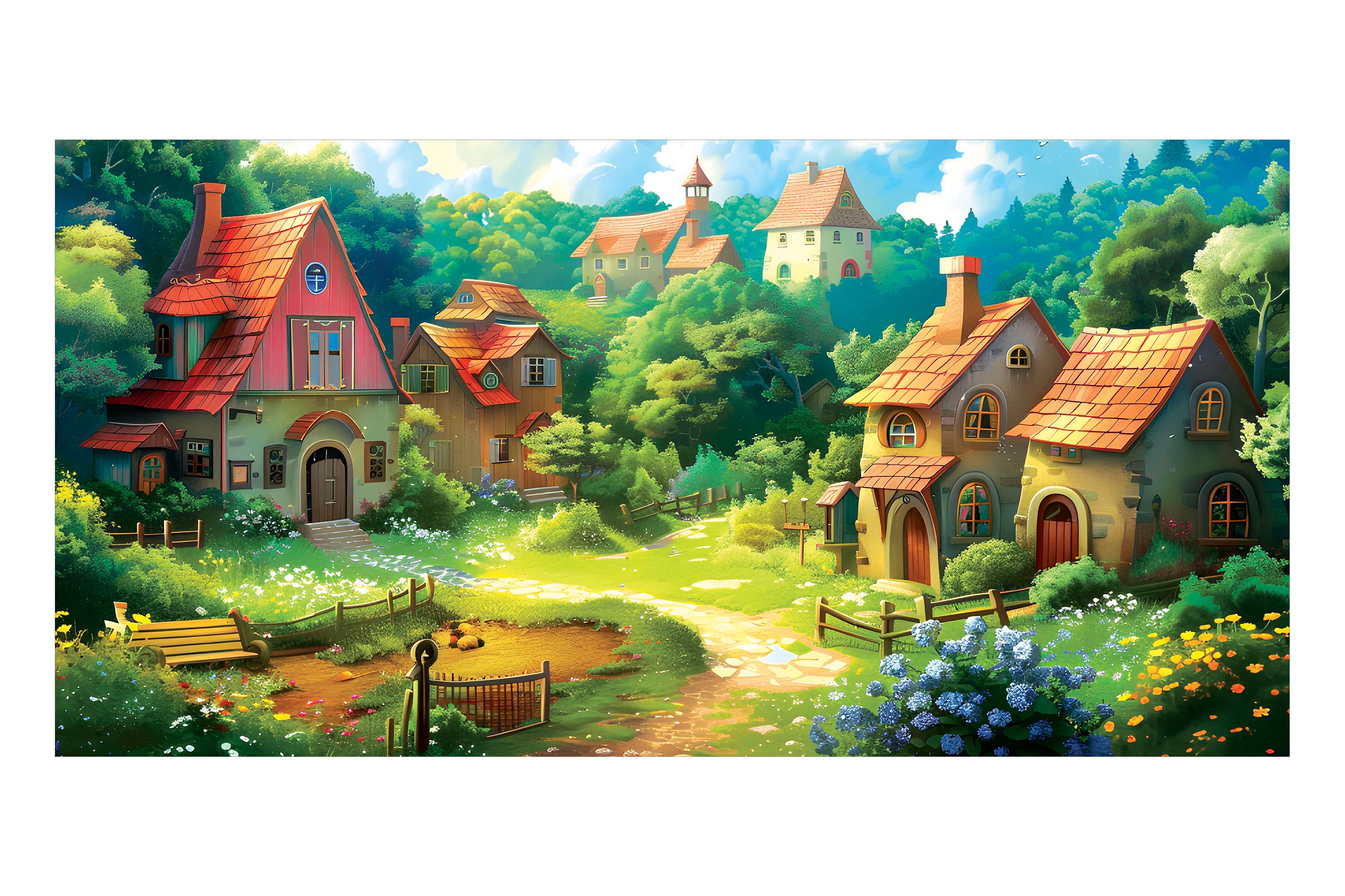 Small Fantasy Village Theatre Backdrop