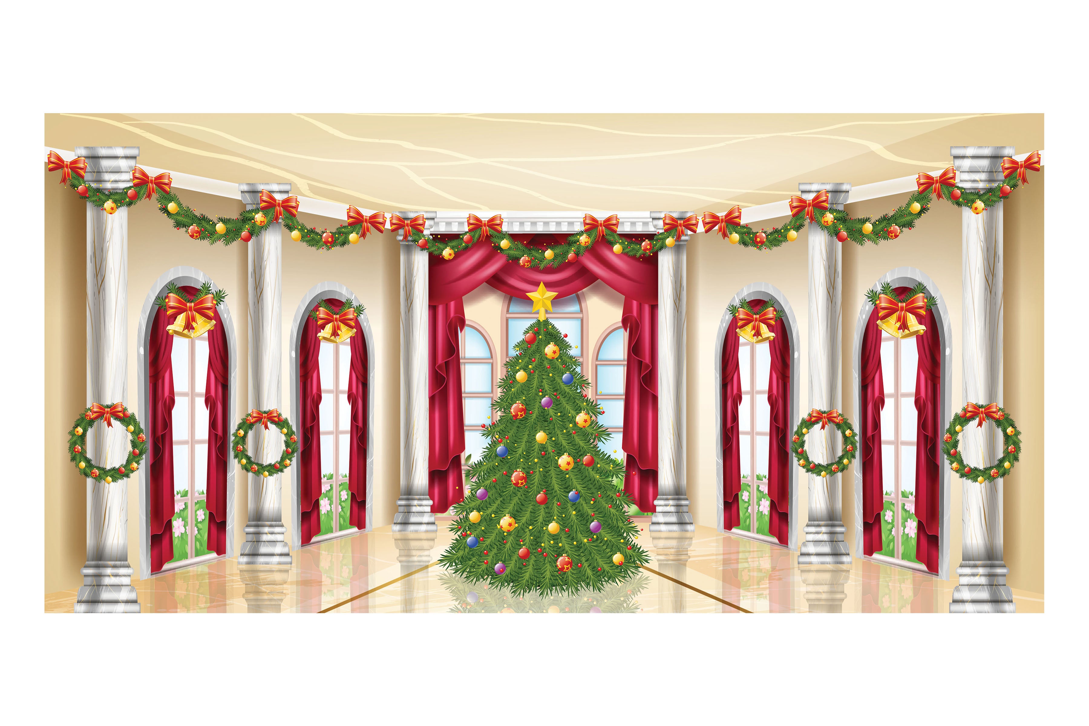 Bright Christmas Ballroom Theatre Backdrop