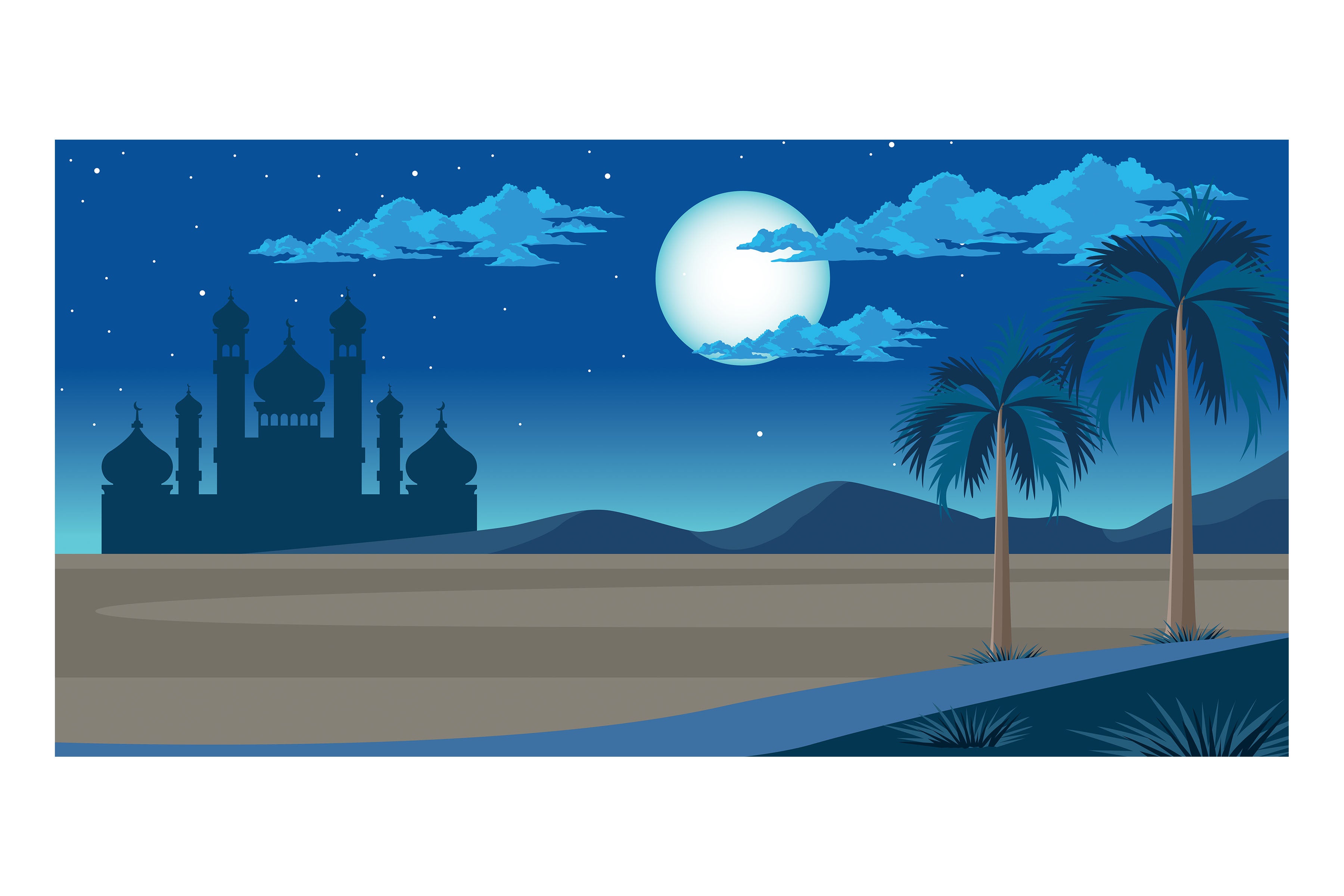 Nighttime Desert Kingdom Theatre Backdrop